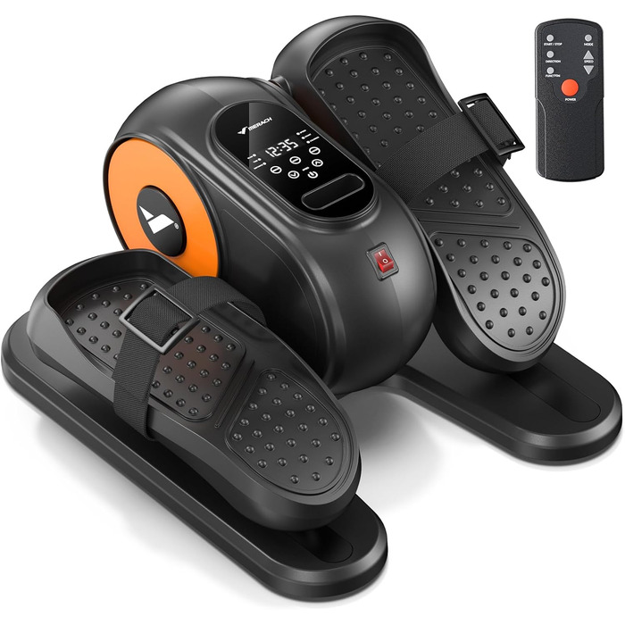 Міні еліптичний тренажер MERACH для дому, електричний крос-тренажер під стіл з пульт дистанційного керування, дисплеєм, 12 швидкостей, петлі для ніг, тихий та портативний, для людей похилого віку та дорослих (E37-Schwarz)