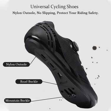 Велотуфлі для жінок та чоловіків, шосейні велотуфлі з клітами, унісекс SPD, для гірського та шосейного велосипедів, сумісні з велотренажерами, для їзди в приміщенні та на вулиці, розміри 36-47 EU, 40 EU, чорні