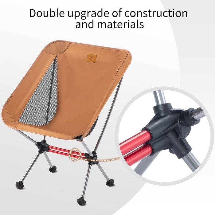 Крісло для кемпінгу Naturehike - складне, портативне, легке, з сумкою, жовте