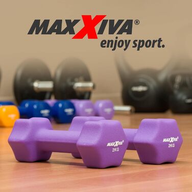 Набір гантелей MAXXIVA 2 x 2 кг неопрено́вих для фітнесу та силових тренувань, домашній спортзал