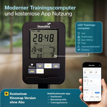 Водний тренажер Skandika Lykke: дерев'яний, для дому, з великим баком 90°, сумісний з Kinomap