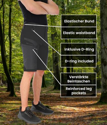 Чоловічі шорти для трекінгу PUMA Workwear Pro-One Adventure: посилений нейлон, 4-way stretch, з D-кільцем, Sky Blue (XL, Чорний/Антрацит)