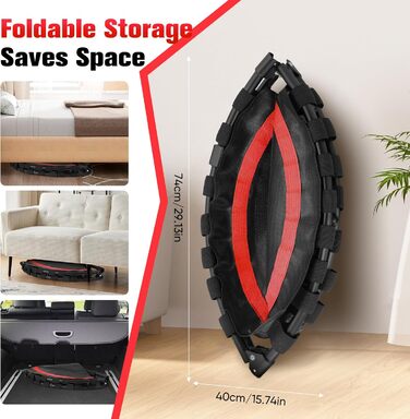 Трамплін для фітнесу в приміщення, складаний, Ø101см, до 150 кг, стабільний та тихий, для дорослих (червоний)