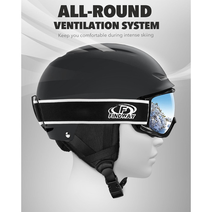 Комплект для сноуборду та лиж Findway Skihem та Skibrie для жінок та чоловіків (M, чорний)