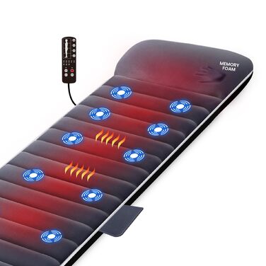 Масажний килимок Snailax з підігрівом та вібрацією - 6 зон терапії для тіла, зняття болю в шиї, спині, попереку та ногах