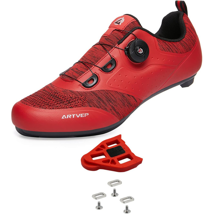 Велосипедні черевики для чоловіків та жінок: MTB, шосе, сумісні з Peloton та Look ARC Delta. Система кріплення Look SPD, SPD-SL, Delta. Розмір 42 EU, червоний колір
