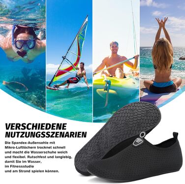 Чоботи для плавання та водних видів спорту Luedka, унісекс, чорні, розмір 34-48