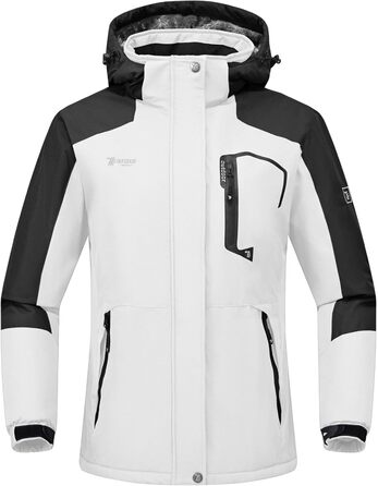 Зимова куртка Rdruko для сноуборду та гірськолижного спорту: тепла, водонепроникна, з капюшоном, Softshell, чорно-біла, XXL