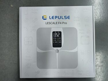 Розумна вага Lepulse F4 Pro, біла, з аналізом жиру та м’язової маси, 15 індикаторів, перезаряджається, великий дисплей