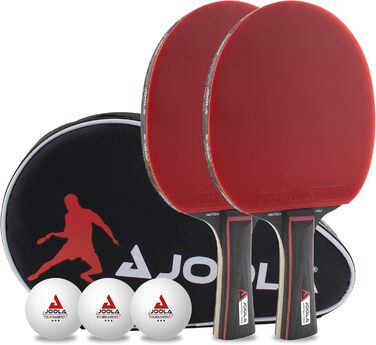Набір для настільного тенісу JOOLA Duo PRO: 2 ракетки, 3 м'ячі, чохол, червоний/чорний, 6 предметів