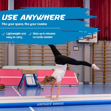 Надувна гімнастична матрац AirTrack Nordic Standard з насосом (3/4/5/6/7/8м) - для гімнастики, йоги, дому