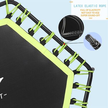 Трамплін для фітнесу 112 см, міні-трамплін для дому, регульована ручка (3 положення), система пружин, до 150 кг