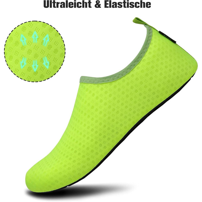 Чоботи для плавання SAGUARO: чоловічі та жіночі, водонепроникні, для пляжу, серфінгу, дайвінгу, неопренові, швидко сохнуть, розміри EU 36-47 (зелений, жовтий)