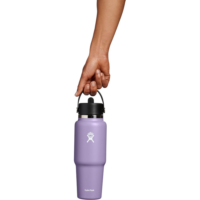 Термобутилка Hydro Flask 946 мл з широкою горловиною, гнучкою кришкою із соломинкою, вакуумною ізоляцією TempShield, із нержавіючої сталі, без BPA, Moonshadow
