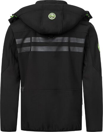 Чоловіча куртка Softshell Geographical Norway Outdoor — водовідштовхуюча функціональна куртка з шапкою-біні Urbandreamz, чорна, розмір L