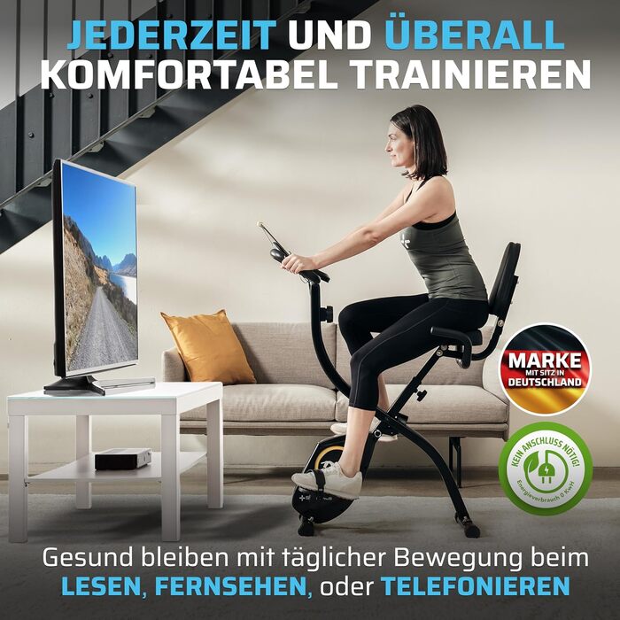 Складний велотренажер SportPlus для дому - тихий Hometrainer, компактний Indoor Bike з сумісністю з App