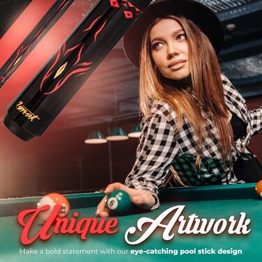 Набір для більярду IgnatGames 2 шт. – 18/19/20/21 oz. Канадійський клен, професійні кийки для більярду з кобурою, інструмент для наконечника 3-в-1, рукавичка для 3 пальців та тримач крейди (510 мл, червоний)