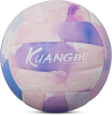 Волейбольний м'яч Kuangmi Weicher, розмір 5, для занять у приміщенні та на вулиці, тренування, пляжний волейбол для початківців, підлітків та дорослих (Marshmallow)