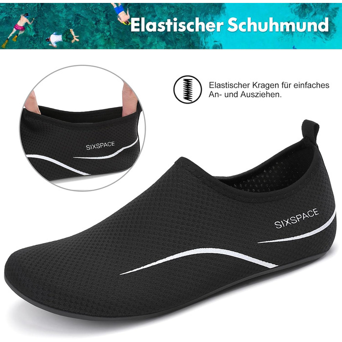 Шкарпетки для плавання Sixspace: дихаючі аквашузи для чоловіків та жінок, розміри 34-47