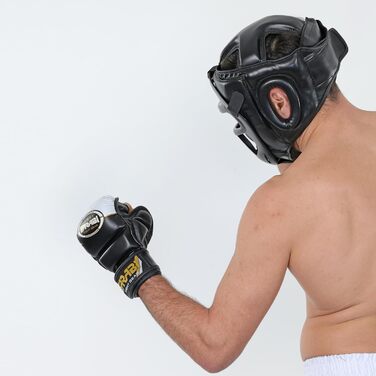 Захист голови 2-в-1 - Регульований шолом для бойових мистецтв з знімною сіткою для обличчя, повний захист обличчя. Підходить для ММА, муай-тай, кікбоксингу, спарингу. Чоловічий та жіночий, XL, чорний