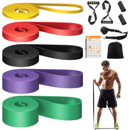 Набір еластичних стрічок WEXFFU 12 шт. для силових тренувань, йоги, пілатесу та фізіотерапії (з дверним анкером, ручками, чохлом)