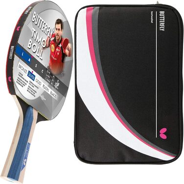 Настільна ракетка Butterfly Timo Boll Silver з чохлом DC2, ITTF, для аматорів, анатомічна ручка, якісний гумовий наклад Addoy