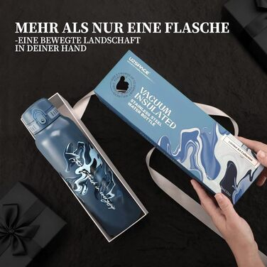 Фляга для води UZSPACE 1л (970мл) з нержавіючої сталі, термофляга з 1-кліком відкриття, 100% без витоку, для спорту, туризму, фітнесу, тренажерного залу, на вулицю, колір: лісовий зелений