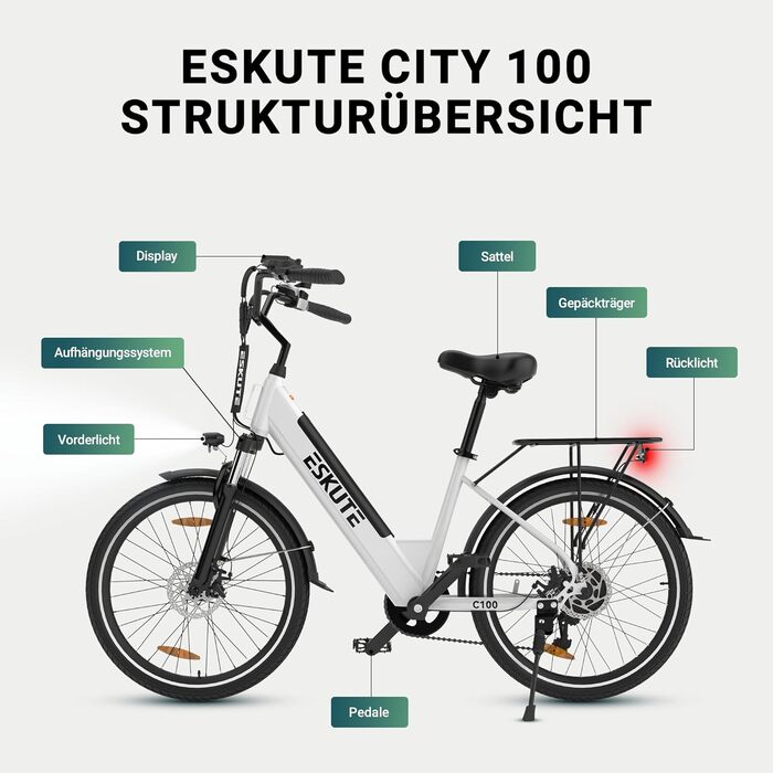 ESKUTE C100 Електровелосипед 26