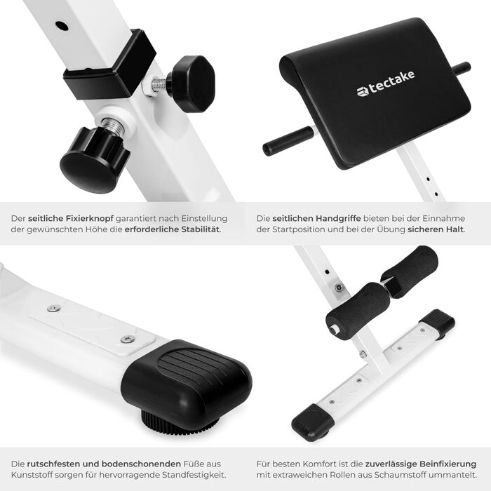 Тренажер для гіперекстензії Tectake®, регульована лава для тренувань пресу та спини, для дому, 89x69x88 см, 404162