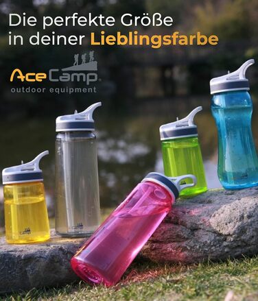 Пляшка для води AceCamp TRITAN 550 мл, спортивна, BPA-free, з подвійною кришкою, зелена, набір 2 шт.