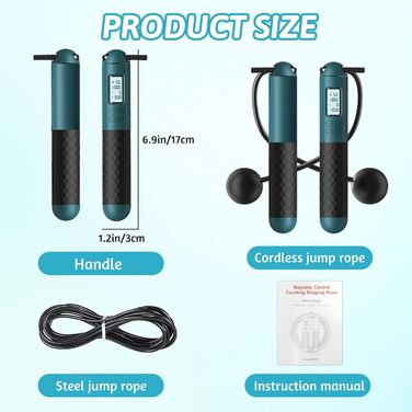 Стрибкове канат для дорослих з лічильником. Регульований канат з підшипниками та неслизькими ручками. Бездротовий канат для тренувань/фітнесу/боксу для чоловіків/жінок.