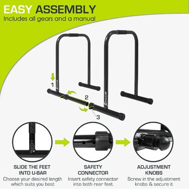 Стійка для віджимань ProsourceFit Dip Stand, міцна універсальна станція з безпековим з'єднувачем для трицепсів, підтягувань, віджимань та L-сітів, чорна