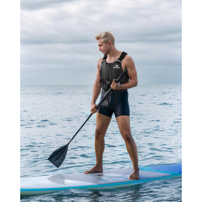 Owntop Плавуча жилетка для дорослих, штанговий ремінь, кишеня, унісекс. Підходить для SUP, каякінгу, риболовлі, вітрильного спорту, каное. Чорний колір, XL-XXL