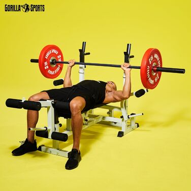 Олімпійський гриф GORILLA SPORTS 220 см, 50 мм, 20 кг, сталь, керамічне покриття, чорний/синій