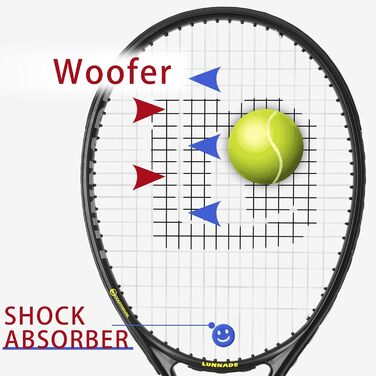 Тенісний ракеточний прилад для дорослих, 27 дюймів, довговічний, легкий, попередньо натягнутий та з повторним захопленням, підходить для початківців та середнього рівня, чорний + жовтий