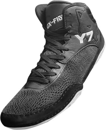 FOX-FIGHT Y7 Боксерські/Залкові Кросівки для Занять Фітнесом та Бойовими Мистецтвами | Зроблено з Нубуку | Чорно-Білі | 46 EU