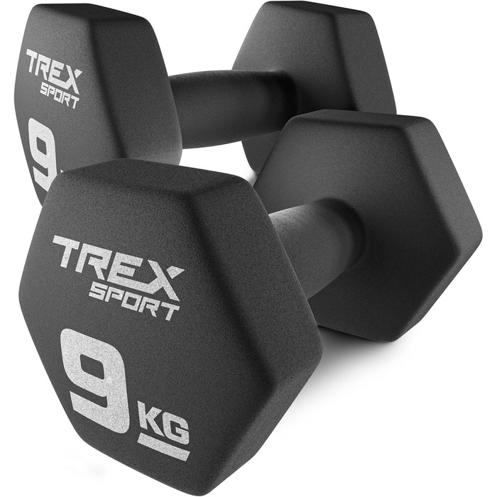 Набір неопренових гантелей TREX SPORT 2 x 9 кг для жінок і чоловіків, комплект 2 шт. (від 4 до 20 кг)