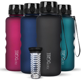 Спортивна пляшка 720°DGREE 'uberBottle' 1.5л з контейнером для фруктів - Tritan, BPA-Free, чорний Softtouch | Для фітнесу, занять спортом, подорожей