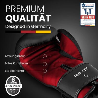 Боксерські рукавички FIGHTR® - Максимальний захист та стабільність | Для боксу, MMA, муай-тай та кікбоксингу | Розміри 6-8 oz, з сумкою (7.5 oz, Чорний / Червоний)
