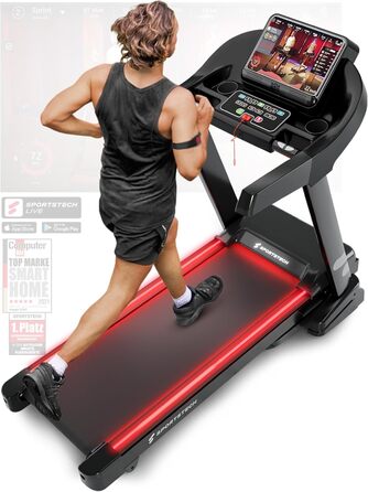 Біговий тренажер Sportstech F37s: складаний, до 20 км/год, 7PS, з нахилом, 150 кг, для дому, з підключенням до APP, сертифікований TÜV