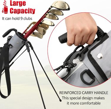 Сумка для гольфу PGM - Легка, зі стійкою та ременем - Міцна та зручна для тренувань та гри - Сумка для гольфу PGM Gun Bag 2.0 (GRAU)