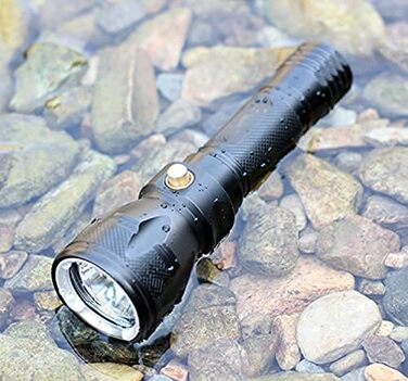 WESLITE Захисна налобний ліхтар для дайвінгу, LED налобний ліхтар 1800 Люмен, водонепроникний (IPX-8) для підводного плавання, 4 режими, 100м глибина, з акумулятором та зарядним пристроєм