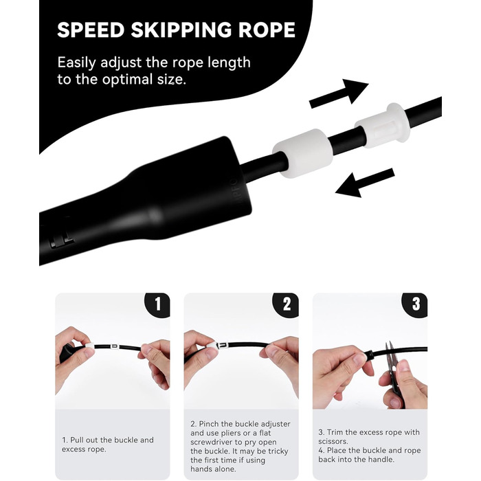 Стрибкове канат iMoebel 6 мм, 3 м, PVC, регульований, з ABS-ручкою, для дітей та дорослих, чорний