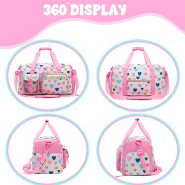 Дитяча спортивна сумка HTGROCE з відділенням для взуття, біла з серцем