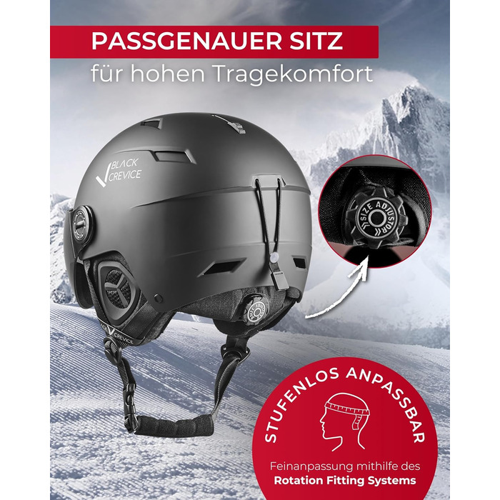 Шолом гірськолижний BLACK CREVICE Kirchberg з візором та вентиляційними отворами - дихаючий шолом для чоловіків та жінок