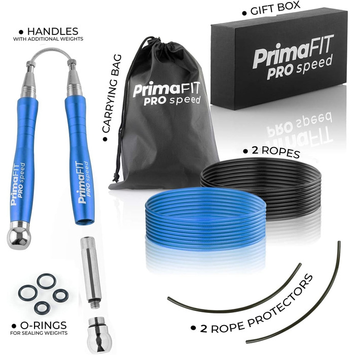 Скакалка PrimaFIT для дорослих: професійна, з регулюванням, з вагою, 3м, з підшипниками, антиковзні ручки, для боксу, MMA, CrossFit, з мішком.
