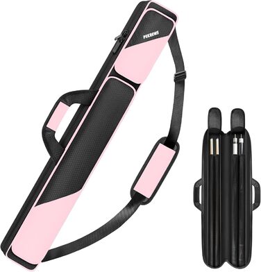 Чохол для більярдної кули (2x2) на 2 кули з кишенями на блискавці для аксесуарів, міцний, поліестер, з плечовим ременем та ручкою, м'який, для жінок та чоловіків (Рожевий/Чорний)