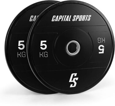 Набір дисків для штанги Capital Sports Elongate 2020, 2×5 кг, 50,4 мм, чорний, тверда гума