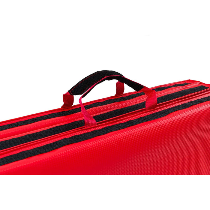 Складаний гімнастичний мат Hop-Sport 180x60x5 см, червоний, товщина 4/5 см – фітнес-мат для дому з ручками та липучкою