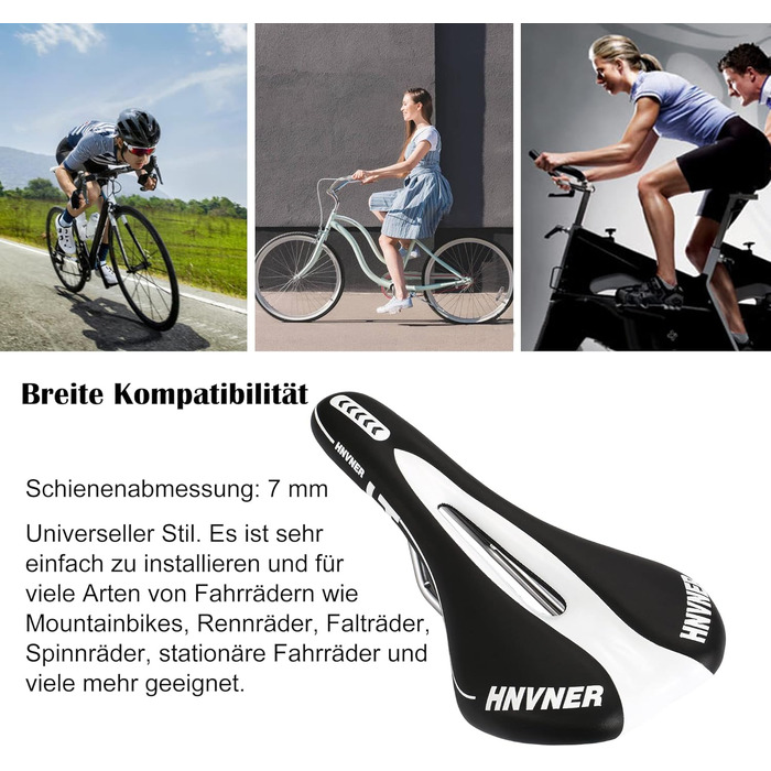 Комфортне сідло для велосипеда: ергономічне сідло Hohl для міських велосипедів, шосе, MTB (M, чорний/білий)